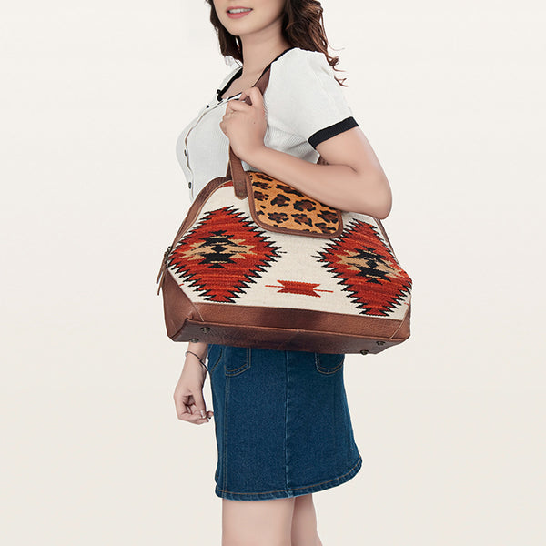 ADBG881B American Darling Western Tote Bag with Hair-On Cowhide and Hand Woven Saddle Blanket