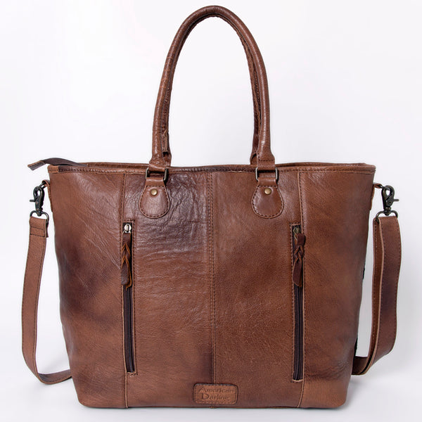 ADBG882 American Darling Western Tote Bag with Hand Tooled Floral and Hand-Woven Saddle Blanket