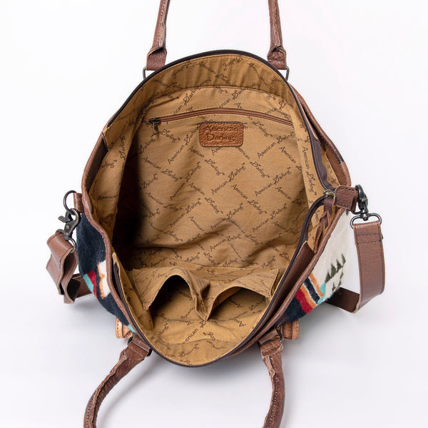 ADBG882 American Darling Western Tote Bag with Hand Tooled Floral and Hand-Woven Saddle Blanket