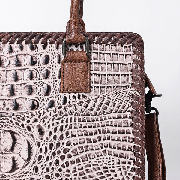 ADBG886 American Darling Crocodile Embossed Leather Tote Bag with Braided Detailing