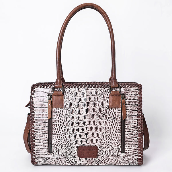 ADBG886 American Darling Crocodile Embossed Leather Tote Bag with Braided Detailing