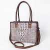 ADBG886 American Darling Crocodile Embossed Leather Tote Bag with Braided Detailing