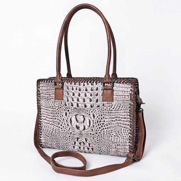 ADBG886 American Darling Crocodile Embossed Leather Tote Bag with Braided Detailing