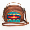 ADBG888 American Darling Saddle Blanket & Leather Mini Camera Crossbody Bag with Top Handle & Crossbody Strap