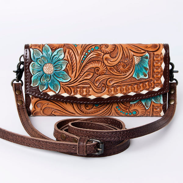 ADBG889 American Darling Hand Tooled Leather Wallet | Western Tooled Crossbody Wallet