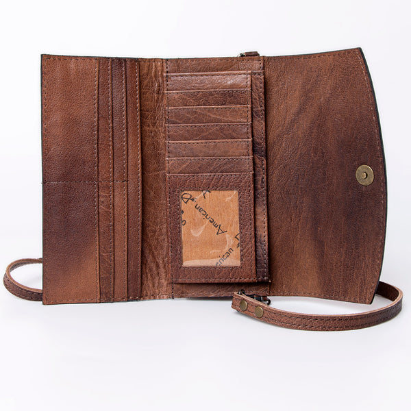 ADBG889 American Darling Hand Tooled Leather Wallet | Western Tooled Crossbody Wallet