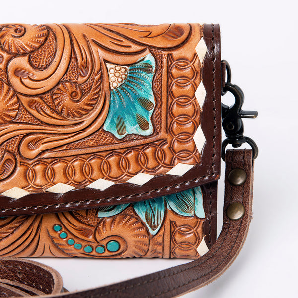 ADBG889 American Darling Hand Tooled Leather Wallet | Western Tooled Crossbody Wallet