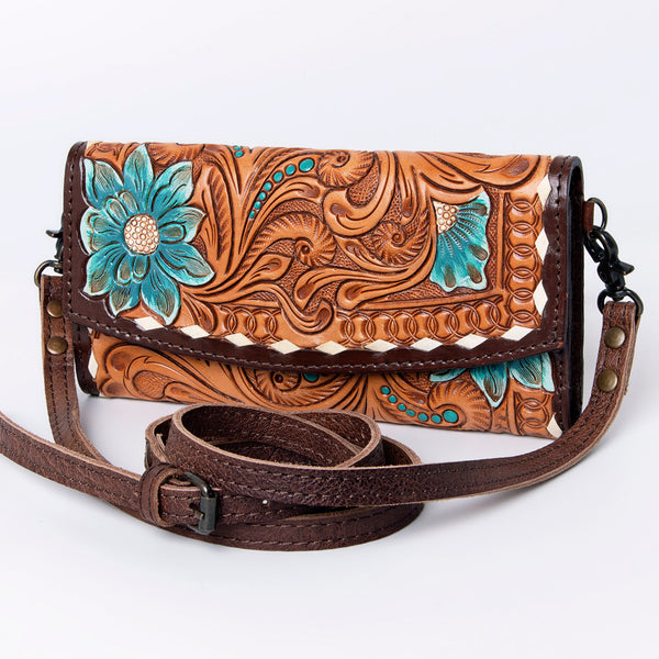 ADBG889 American Darling Hand Tooled Leather Wallet | Western Tooled Crossbody Wallet