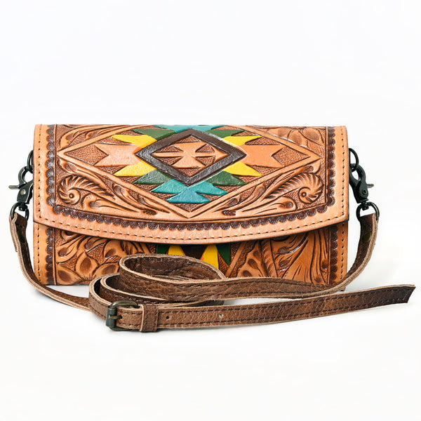 ADBG889 American Darling Hand Tooled Leather Wallet | Western Tooled Crossbody Wallet