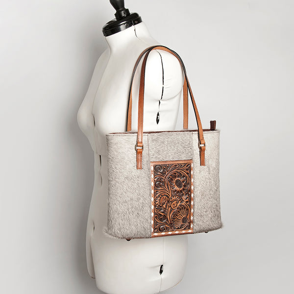 ADBG895 American Darling Hair on Hide Cowhide Tote & Hand Tooled Leather Bag