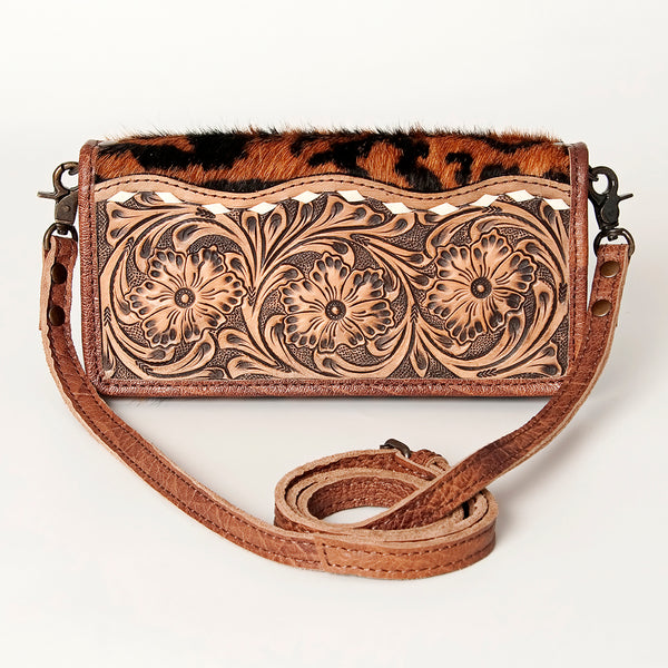 ADBG486 Handcrafted Genuine Leather and Hair on Hide Crossbody with Stitching