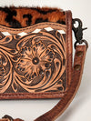 ADBG486 Handcrafted Genuine Leather and Hair on Hide Crossbody with Stitching