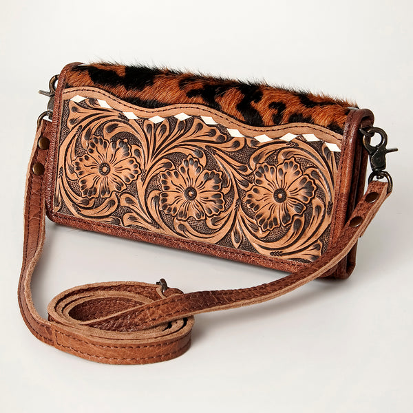 ADBG486 Handcrafted Genuine Leather and Hair on Hide Crossbody with Stitching