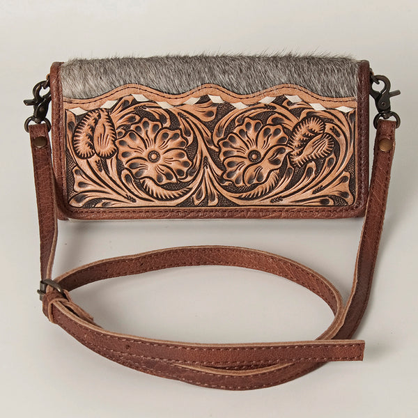 ADBG486 American Darling Hand Tooled Floral Leather Western Crossbody Bag