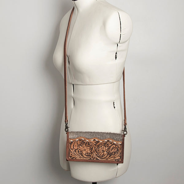 ADBG486 American Darling Hand Tooled Floral Leather Western Crossbody Bag