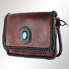 ADBGM261 Handcrafted Leather Crossbody Bag with Turquoise Concho & Braided Trim - Western Shoulder Purse