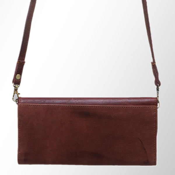 ADBGM112 Hand-Painted Leather Crossbody Clutch - Western Design