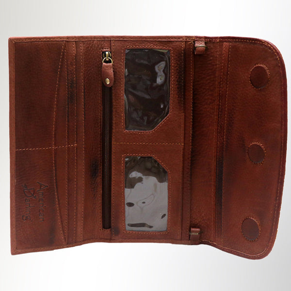 ADBGM112 Hand-Painted Leather Crossbody Clutch - Western Design