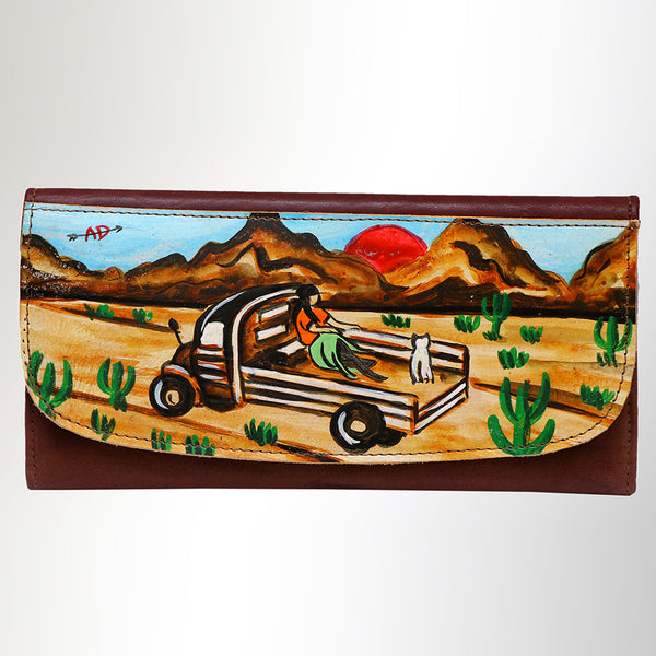 ADBGM112 Hand-Painted Leather Crossbody Clutch - Western Design