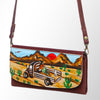 ADBGM112 Hand-Painted Leather Crossbody Clutch - Western Design