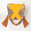 ADBG905 American Darling Hand Woven Saddle Blanket Western Leather Cross body Bag with Fringes