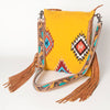 ADBG905 American Darling Hand Woven Saddle Blanket Western Leather Cross body Bag with Fringes