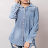 LC-ADSH017 Light Chambray Western Shirt with Tooled Leather Yoke & Turquoise Concho Women s
