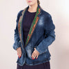 ADBZ017 Women's Blue Denim Western Blazer with Hand-Tooled Leather Lapels