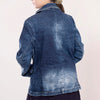 ADBZ017 Women's Blue Denim Western Blazer with Hand-Tooled Leather Lapels