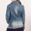 ADBZ018 Premium Denim Western Blazer with Hand-Tooled Floral Turquoise Leather Lapels