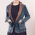 ADBZ020 Artisanal Hand-Tooled Floral Leather & Blue Denim Western Blazer for Women