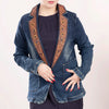 ADBZ021 Luxury Western Denim Blazer with Intricate Floral Tooled Leather Detailing
