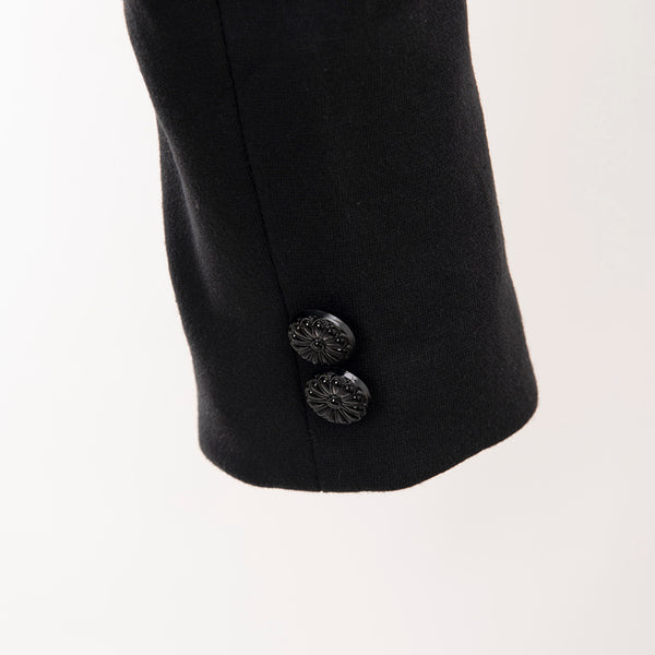 ADBZ011 American Darling Women Western Black Fabric Blazer with Hand-Tooled Leather Lapels