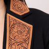 ADBZ013 American Darling Women's Western Black Blazer with Hand-Tooled Leather Trim