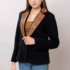 ADBZ013 American Darling Women's Western Black Blazer with Hand-Tooled Leather Trim