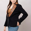 ADBZ013 American Darling Women's Western Black Blazer with Hand-Tooled Leather Trim