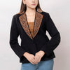 ADBZ013 American Darling Women's Western Black Blazer with Hand-Tooled Leather Trim