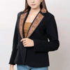 ADBZ014 American Darling Fabric Western Blazer with Hand-Tooled Leather Sunflower Lapels