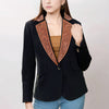 ADBZ015 American Darling Fabric Western Blazer - Hand-Tooled Ornate Leather Lapels