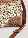 ADBGI108 Cowhide & Tooled Leather Weekender Duffel Bag - Floral Western Travel Purse
