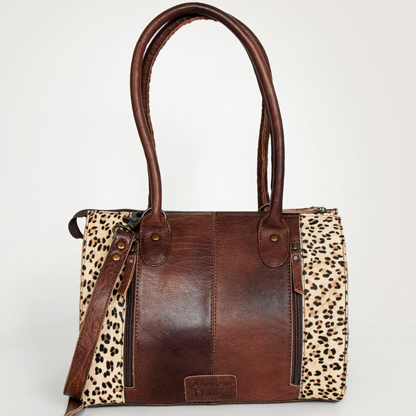 ADBGI108 Cowhide & Tooled Leather Weekender Duffel Bag - Floral Western Travel Purse
