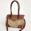 ADBGI108 Cowhide & Tooled Leather Weekender Duffel Bag - Floral Western Travel Purse