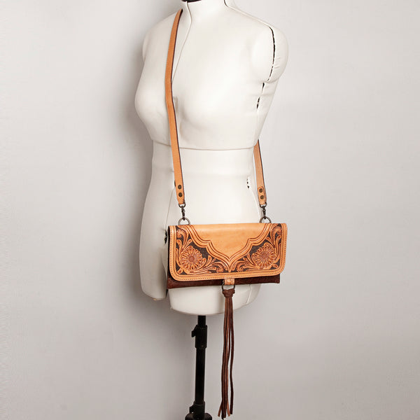 ADBG908 American Darling Handcrafted Western Leather Small Cross body Bag with Floral Tooling