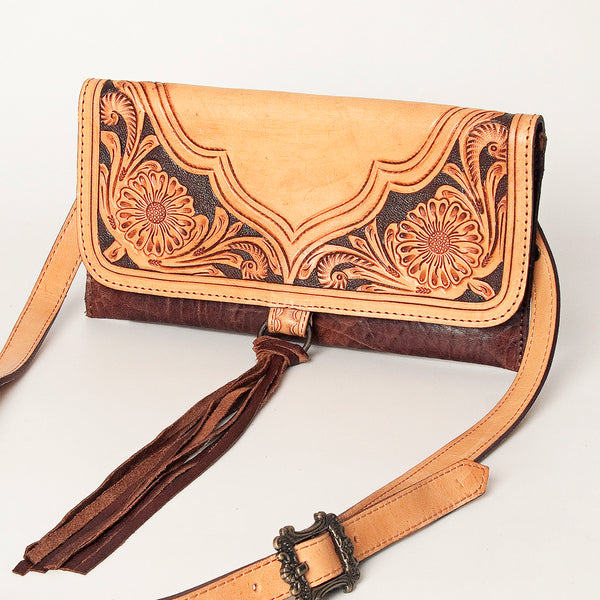 ADBG908 American Darling Handcrafted Western Leather Small Cross body Bag with Floral Tooling