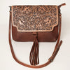 ADBG909 American Darling Handcrafted Hand Tooled Leather Small Cross body Bag with Tassels
