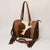 ADBG930 American Darling Western Leather Tote Bag with Hair-On Cowhide and Hand Tooled Floral Trim