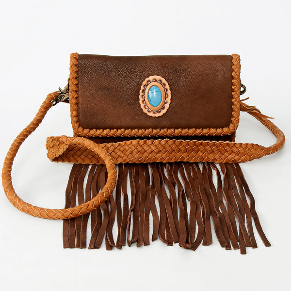 ADBGD143 American Darling Handcrafted Leather Small Cross body Bag with Fringes & Braided Trim
