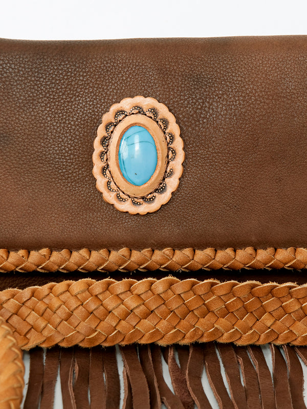ADBGD143 American Darling Handcrafted Leather Small Cross body Bag with Fringes & Braided Trim