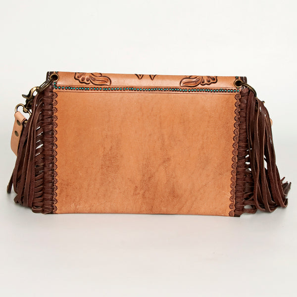 ADBGA290 American Darling Hand Tooled Floral Carved Leather Envelope with Fringes