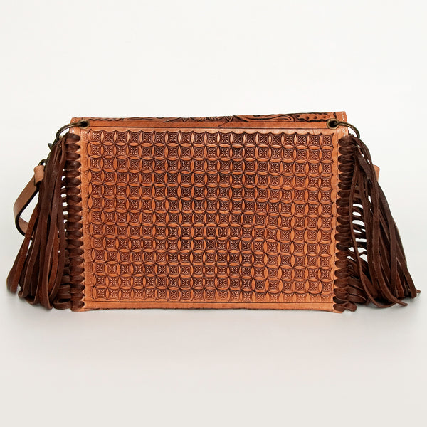 ADBGA290 American Darling Hand Tooled Floral Carved Leather Envelope with Fringes